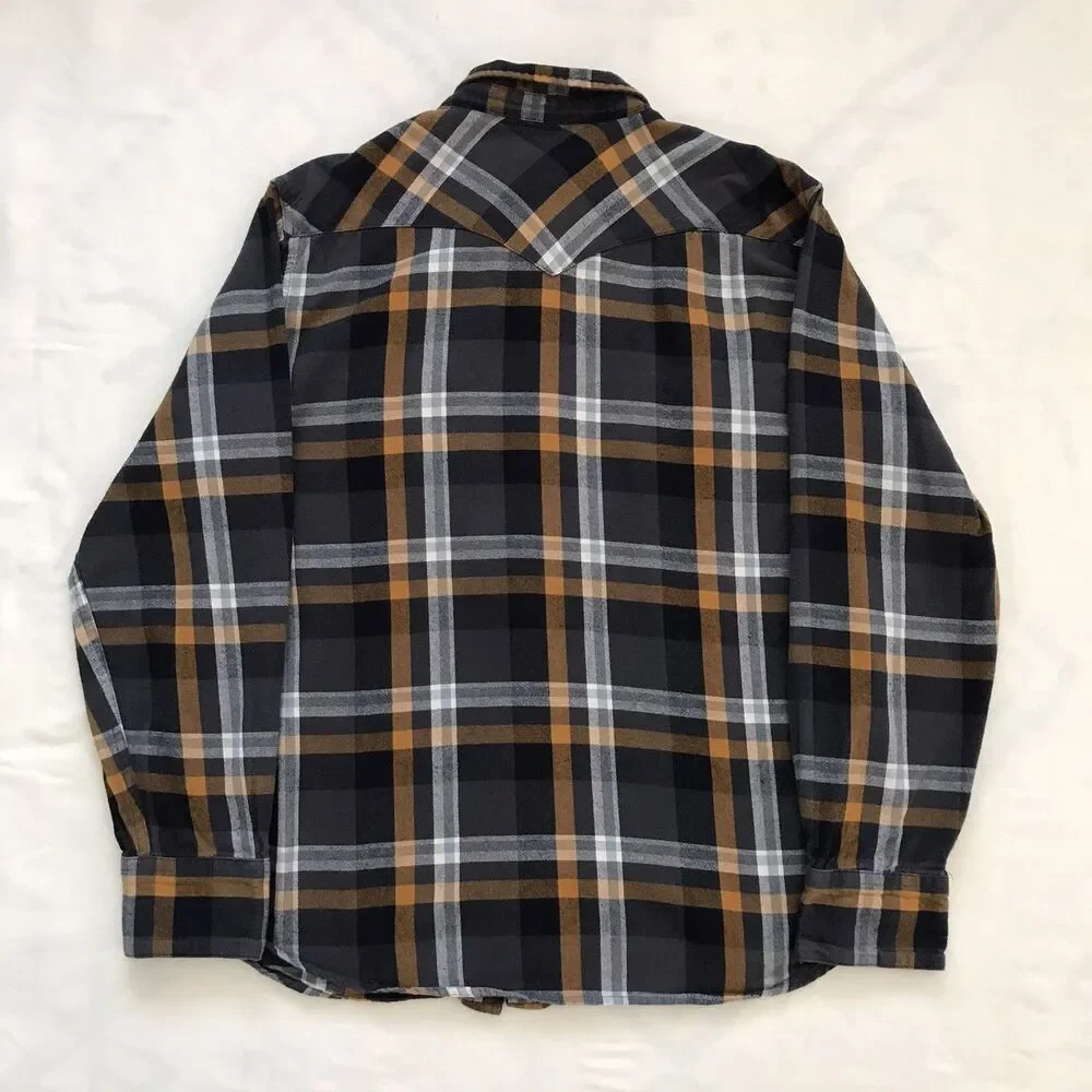 Levis Navy Blue Plaid Long Sleeve Cotton Flannel Casual Grunge Shirt Mens XL